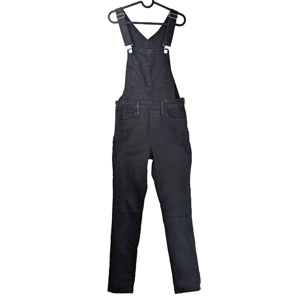 Levi's Womens Skinny Denim Overalls W27 Side Zip Closure Adjustable Straps Black